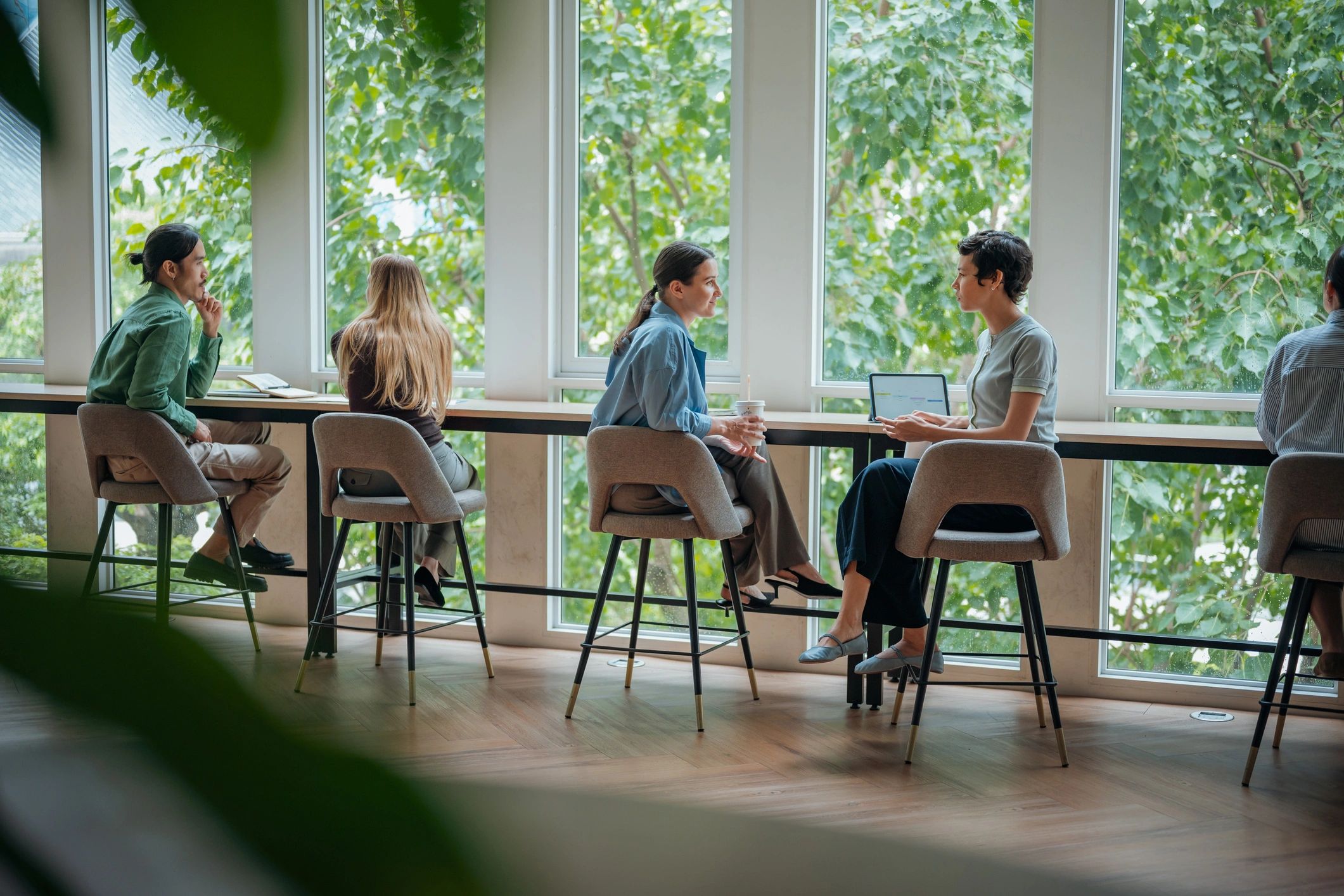 Creative professionals collaborating in a modern studio